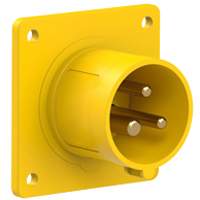 Pin and Sleeve Inlet Devices 888-6134-NS IEC 60309 Panel Mount Inlet Straight Type, IP44 Rated, 20 Amp 120 Volt, 4H, IEC 309 International Pin and Sleeve Devices 